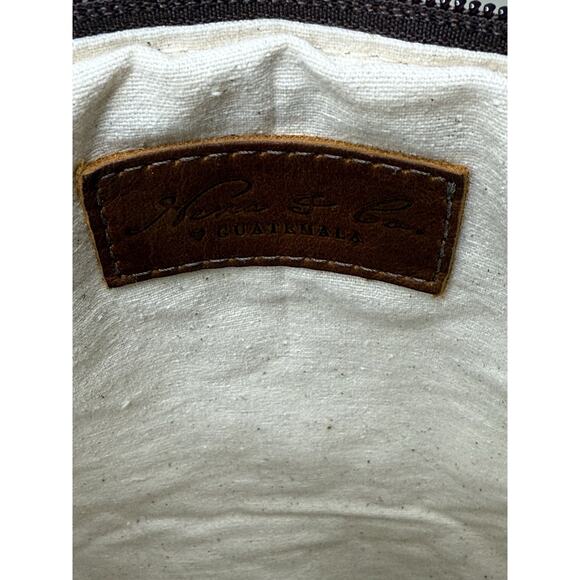 Nena & Co Artisan Handmade Clutch Large Brown Leather Wool Convertible Lined Bag - Picture 8 of 9